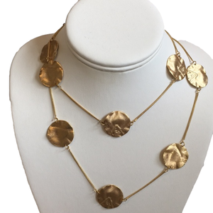 Goldtone 32” Disc necklace